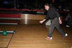 Larry Herbert bowling a strike at the Children's Advocacy Center of Manhattan's 8th. Annual Bowling Bowl at the Chelsea Pier on May 12, 2004. (photo by Rob Rich copyright 2004<br>516-676-3939)
