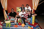 Cochair Lyn Paulsin with memebers of the NYFD at the Children's Advocacy Center of Manhattan's 8th. Annual Bowling Bowl at the Chelsea Pier on May 12, 2004. (photo by Rob Rich copyright 2004<br>516-676-3939)