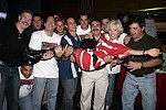 Cochair Lyn Paulsin with memebers of the NYFD at the Children's Advocacy Center of Manhattan's 8th. Annual Bowling Bowl at the Chelsea Pier on May 12, 2004. (photo by Rob Rich copyright 2004<br>516-676-3939)