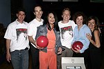 Mike Minors,  Andrew Zalison, Jewell Jackson McCabe, James Robinson IV, Katie Jacobs Robinson, and Sandra Gonzalez at the Children's Advocacy Center of Manhattan's 8th. Annual Bowling Bowl at the Chelsea Pier on May 12, 2004. (photo by Rob Rich copyright 2004<br>516-676-3939)