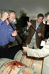Winemaker Gregg Gove and owner Paul Lowerre  at the Peconic Bay Winery 3rd. Annual Thanksgiving Barrell Tasting on 11-21-04 in Cutchogue, N.Y., honoring Larry Forgione and benefitting the NYIT Culinary Arts Program.<br>photo by Rob Rich copyright 2004 516-676-3939 robwayne1@aol.com