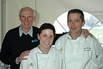  Gene Oliva from Peconic Bay, Amy Zupanci and Steven DeBruyn from the Garden City Hotel at the Peconic Bay Winery 3rd. Annual Thanksgiving Barrell Tasting on 11-21-04 in Cutchogue, N.Y., honoring Larry Forgione and benefitting the NYIT Culinary Arts Program.<br>photo by Rob Rich copyright 2004 516-676-3939 robwayne1@aol.com