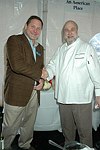 Winery owner Paul Lowerre and honoree Larry Forgione  at the Peconic Bay Winery 3rd. Annual Thanksgiving Barrell Tasting on 11-21-04 in Cutchogue, N.Y., honoring Larry Forgione and benefitting the NYIT Culinary Arts Program.<br>photo by Rob Rich copyright 2004 516-676-3939 robwayne1@aol.com