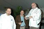 Michael Meehan, Paul Lowerre, and Larry Fiorgione  at the Peconic Bay Winery 3rd. Annual Thanksgiving Barrell Tasting on 11-21-04 in Cutchogue, N.Y., honoring Larry Forgione and benefitting the NYIT Culinary Arts Program.<br>photo by Rob Rich copyright 2004 516-676-3939 robwayne1@aol.com