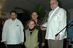 Michael Meehan, Ursula and Paul  Lowerre, and Larry Fiorgione  at the Peconic Bay Winery 3rd. Annual Thanksgiving Barrell Tasting on 11-21-04 in Cutchogue, N.Y., honoring Larry Forgione and benefitting the NYIT Culinary Arts Program.<br>photo by Rob Rich copyright 2004 516-676-3939 robwayne1@aol.com
