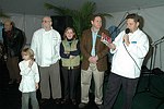 Alex Steele, Larry Forgione,   Ursula and Paul Lowerre, and Michael Meehan  at the Peconic Bay Winery 3rd. Annual Thanksgiving Barrell Tasting on 11-21-04 in Cutchogue, N.Y., honoring Larry Forgione and benefitting the NYIT Culinary Arts Program.<br>photo by Rob Rich copyright 2004 516-676-3939 robwayne1@aol.com