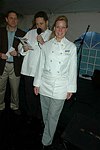   Paul Lowerre, Michael Meehan, and runner up Karen Boughtin  at the Peconic Bay Winery 3rd. Annual Thanksgiving Barrell Tasting on 11-21-04 in Cutchogue, N.Y., honoring Larry Forgione and benefitting the NYIT Culinary Arts Program.<br>photo by Rob Rich copyright 2004 516-676-3939 robwayne1@aol.com