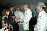Ursula and Paul Lowerre , 3rd runner up Karen Boughtin, 2nd runner up Cesare Bonventre, and $3000. scholarship recepient James Ahearn  at the Peconic Bay Winery 3rd. Annual Thanksgiving Barrell Tasting on 11-21-04 in Cutchogue, N.Y., honoring Larry Forgione and benefitting the NYIT Culinary Arts Program.<br>photo by Rob Rich copyright 2004 516-676-3939 robwayne1@aol.com