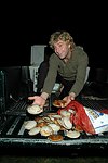 Captain Gref Kwas displays his fresh scallops  at the Peconic Bay Winery 3rd. Annual Thanksgiving Barrell Tasting on 11-21-04 in Cutchogue, N.Y., honoring Larry Forgione and benefitting the NYIT Culinary Arts Program.<br>photo by Rob Rich copyright 2004 516-676-3939 robwayne1@aol.com