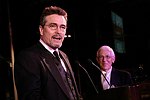 Presenter Tom Bodett and Honoree Stan Richards at the Pratt Legends Scholarship Benefit Gala Dinner at the Rainbow Room on 5-25-04<br>photo by Rob Rich copyright 2004<br>516-676-3939<br>robwayne1@aol.com