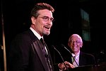 Presenter Tom Bodett and Honoree Stan Richards at the Pratt Legends Scholarship Benefit Gala Dinner at the Rainbow Room on 5-25-04<br>photo by Rob Rich copyright 2004<br>516-676-3939<br>robwayne1@aol.com