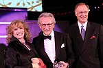 Presenter Aileen Mehle with honoree Victor Skrebneski and Chuck Scarborough at the Pratt Legends Scholarship Benefit Gala Dinner at the Rainbow Room on 5-25-04<br>photo by Rob Rich copyright 2004<br>516-676-3939<br>robwayne1@aol.com