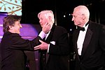 Honoree Emanuel Ungaro, Presenter John Fairchild, and President Thomas F. Schutt at the Pratt Legends Scholarship Benefit Gala Dinner at the Rainbow Room on 5-25-04<br>photo by Rob Rich copyright 2004<br>516-676-3939<br>robwayne1@aol.com
