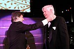 Emanuel Ungaro receives award from John Fairchild at the Pratt Legends Scholarship Benefit Gala Dinner at the Rainbow Room on 5-25-04<br>photo by Rob Rich copyright 2004<br>516-676-3939<br>robwayne1@aol.com